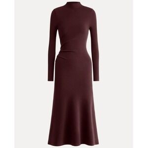 OGL Eco-Mousse ProWarm Mockneck  Long Sleeve Tucks Midi Dress Sz M Ruby Modern